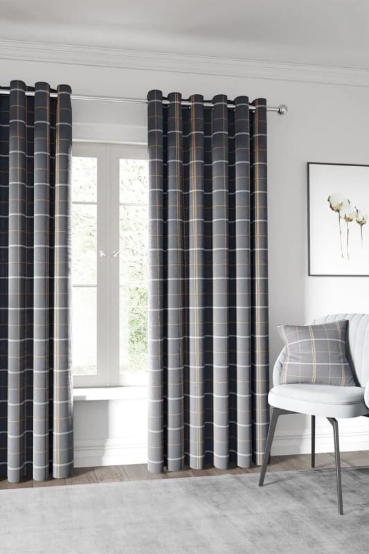 Helena Springfield Helena Springfield 'Harper' Woven Lined Curtains in Charcoal Size: 167cm width x 137cm drop Charcoal 167cm width x 137cm drop Uni