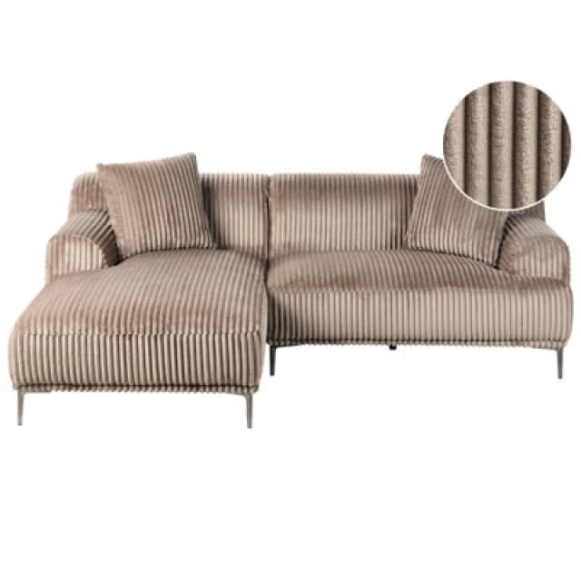 Beliani Corner Sofa Stenum Corduroy Light Brown Right Hand