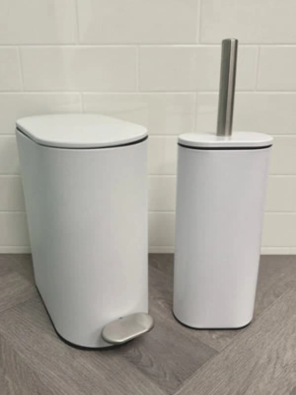 Showerdrape Fortuna 5L Soft Close Bathroom Pedal Bin And Toilet Brush Set In White