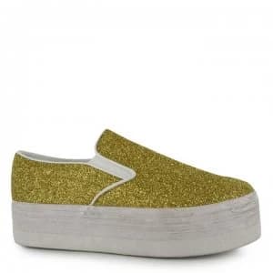 Jeffrey Campbell Play Glitter Slip On Shoes - Gold