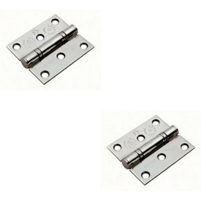 Loops 2x PAIR 76 x 67 x 2.5mm Ball Bearing Hinge Bright Stainless Steel Interior Door Metallics