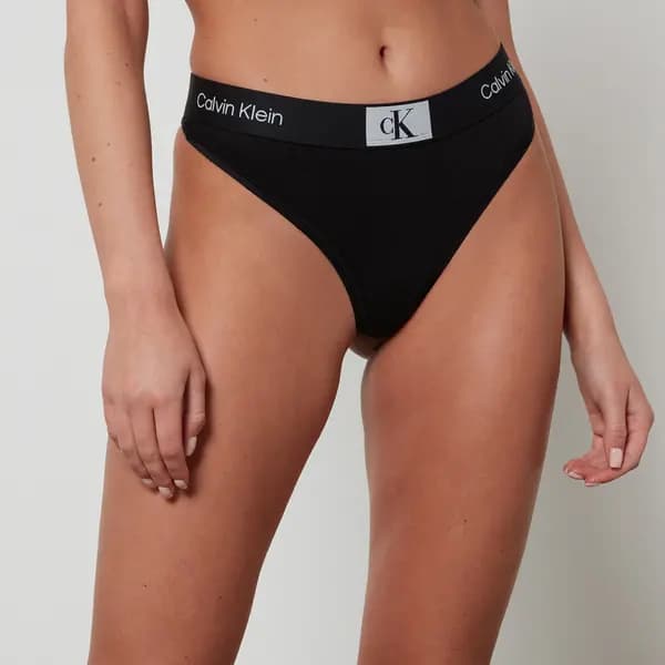 Calvin Klein Modern Stretch-Cotton Thong - M Black Underwear and Nightwear female 000QF7221EUB1 M
