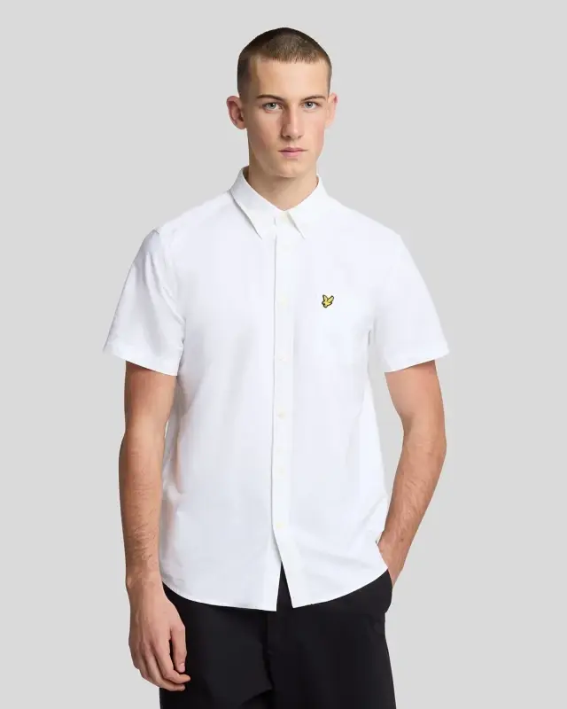 Lyle & Scott Mens Short Sleeve Oxford Shirt in White
