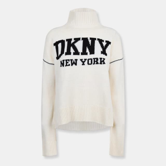 DKNY Womens Knitted Turtle Neck Jumper Eggnog female 16 (XL)