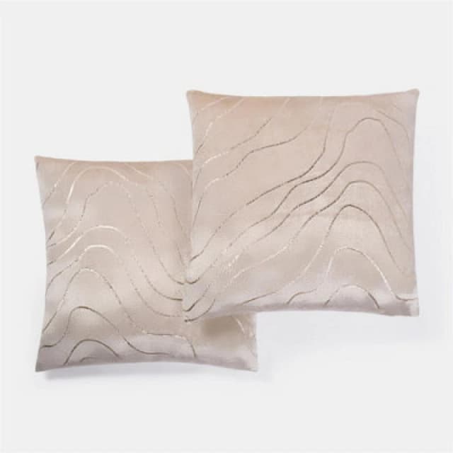 OHS OHS 2 Pack Metallic Wave Cushion Covers Home Decor Set in Natural Size: 45cm x 45cm Natural 45cm x 45cm Unisex 5027434205783