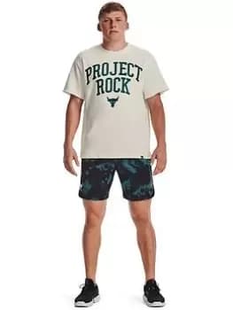Under Armour Project Rock Training Hw Terry T, White/Blue, Size 2XL, Men