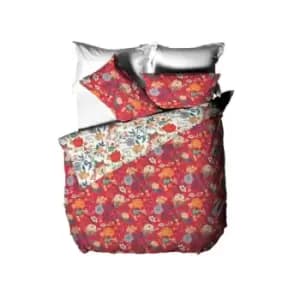Furn Azalea Floral Duvet Cover Set (King) (Red)