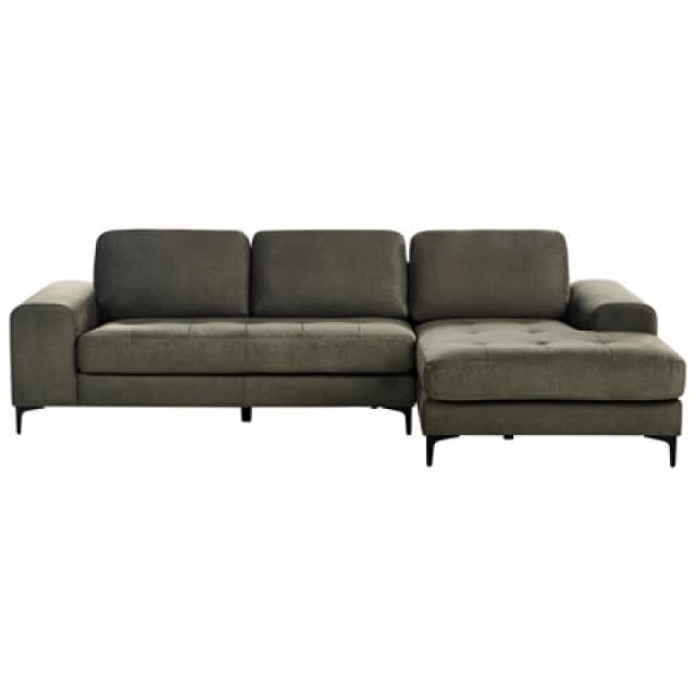 Beliani Corner Sofa 4 Seater Kiruna Fabric Dark Green Left Hand