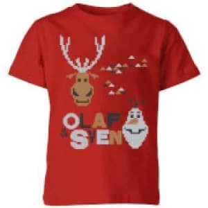 Disney Frozen Olaf and Sven Kids Christmas T-Shirt - Red - 11-12 Years