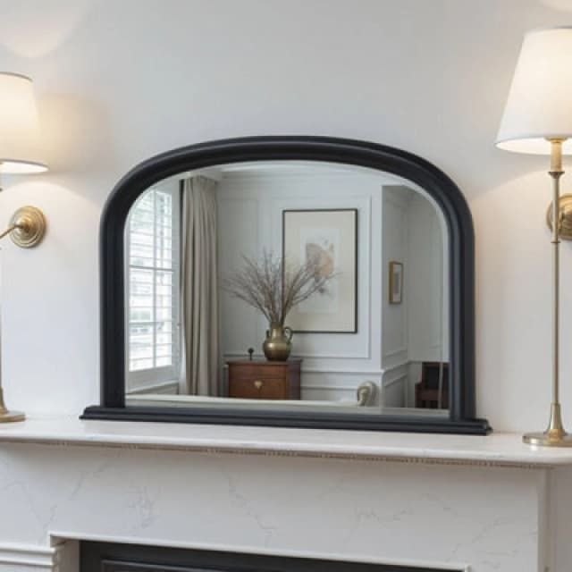 Yearn Mirrors Overmantle Arched Contemporary Mirror Black 112(w)x77cm(h) Black