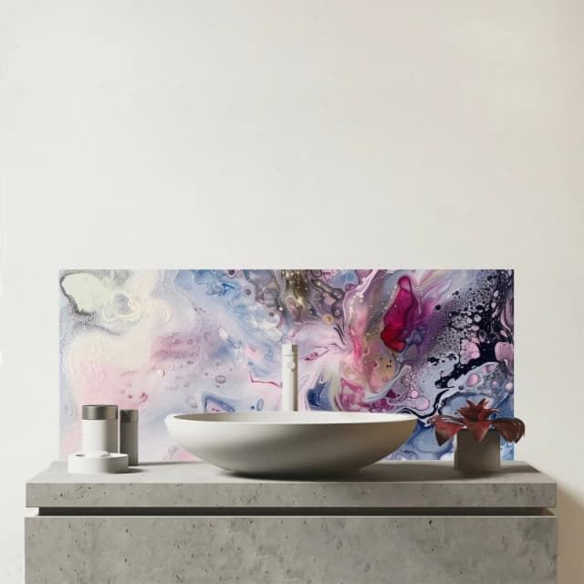 Warren Reed - Designer Ethereal Swirls: Dreams In Motion Glass Bathroom Splashback Multicolor Unisex