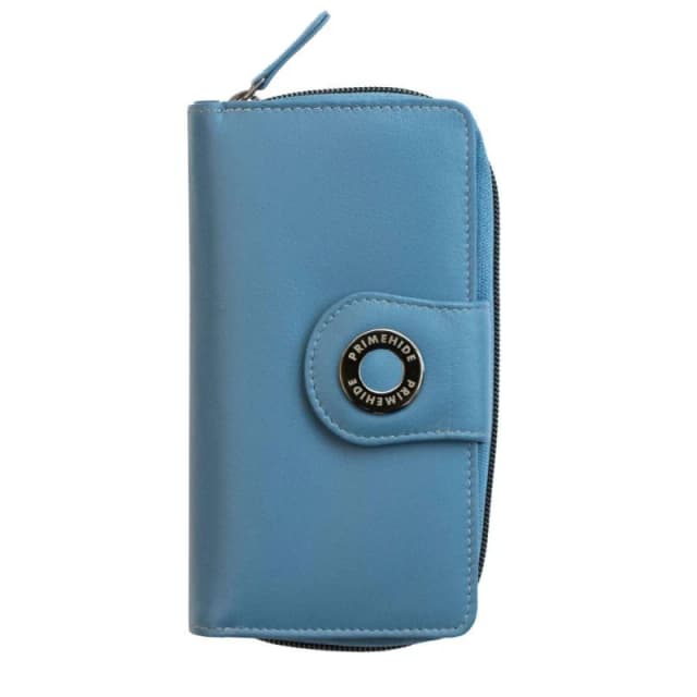 PRIMEHIDE 'Flavia' Leather Large Zip Around Bifold Purse Blue