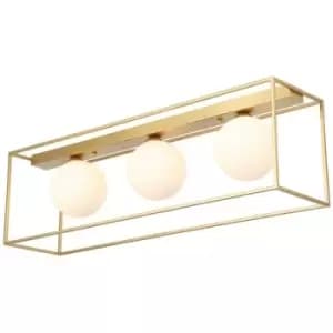 Italux Mediamo - Modern Flush Ceiling Light Golden 3 Light with White Shade, G9
