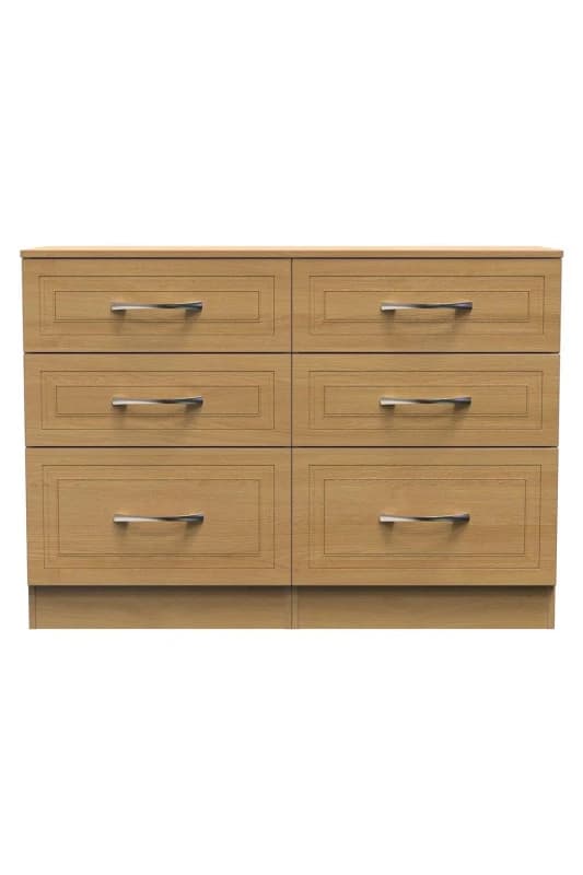 Stafford 6 Drawer Wide Chest In Modern Oak (Ready Assembled)