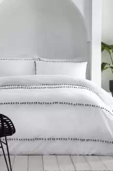 'Lyra' 100% Cotton Pom Pom Embellished Duvet Cover Set