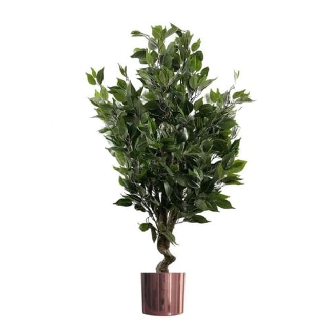 Leaf 110cm Artificial Evergreen Ficus Tree Copper Planter Green