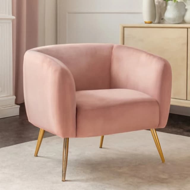 Orsina Pink Velvet Arm Chair, Tufted Velvet Upholstered Accent Chair, Comfortable Armchair For Home, Office