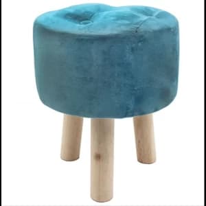 Teal Velvet Stool By Lesser & Pavey