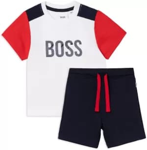 Hugo Boss Logo T-Shirt and Bermuda Shorts Set White/Navy Size 6-9 Months Boys