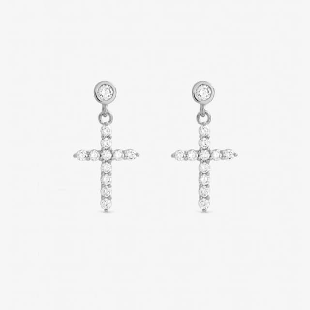 Jon Richard Womens Rhodium Plated Cubic Zirconia Earrings in Silver Silver Female One Size