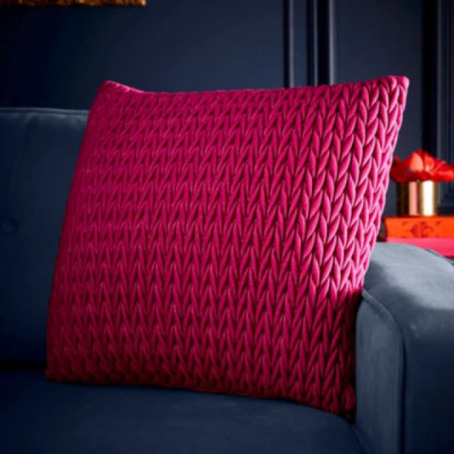 Laurence Llewelyn-Bowen 'Amory' Luxe Velvet Filled Cushion Fuchsia