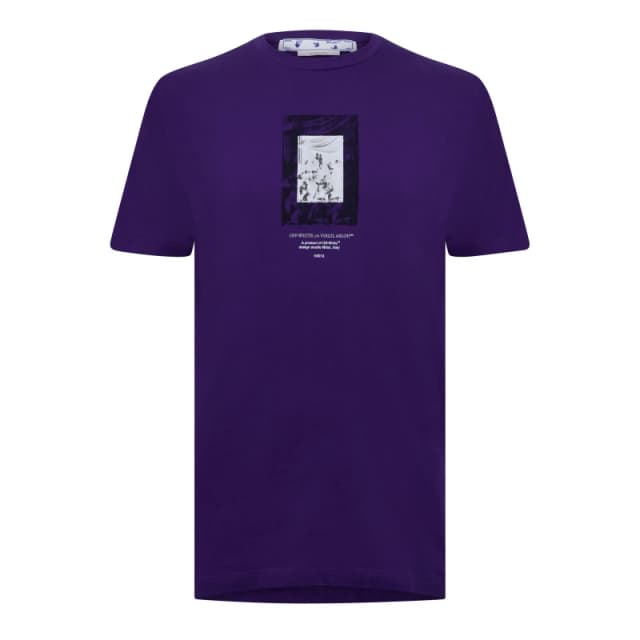 Off-White Off-White Men Paint Mirror Logo Slim Fit Purple T-Shirt Size: Small Purple S Male 8051594259369