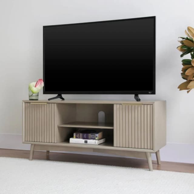 Home Garden Direct Monza Fluted TV Unit with Storage Pale Ash in Grey Grey Unisex