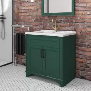 800mm Green Freestanding Vanity Unit with Basin - Camden