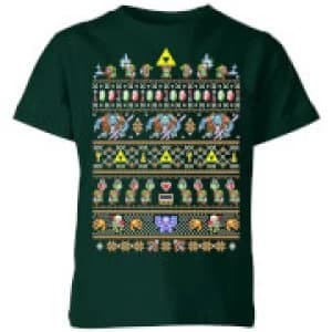 Nintendo The Legend Of Zelda Its Dangerous To Go Alone Kid's T-Shirt - Forest Green - 11-12 Years
