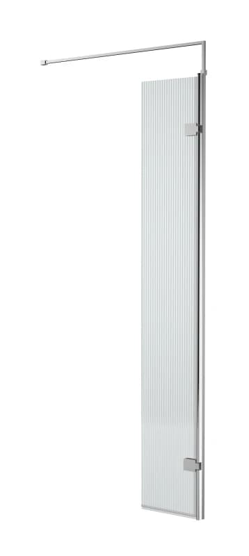 Balterley Fluted 8mm Safety Glass Hinged Return Screen Support Bar Chrome 300mm Silver