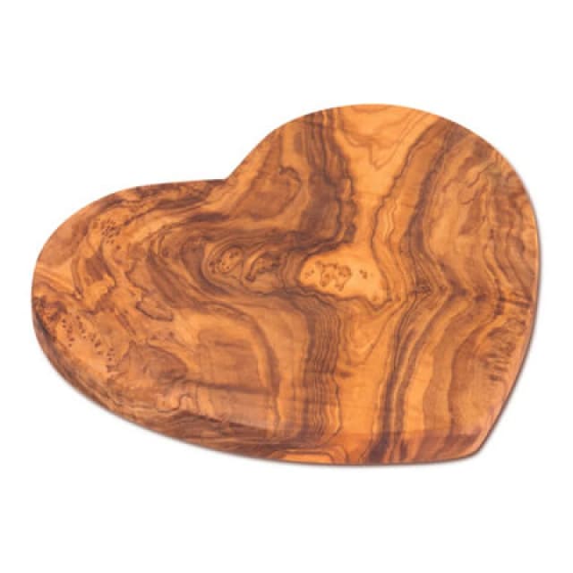 Verano Spanish Ceramics Olive Wood Natural Grained Rustic Kitchen Dining Handmade Heart Shaped Boards (L) 18cm Natural unisex