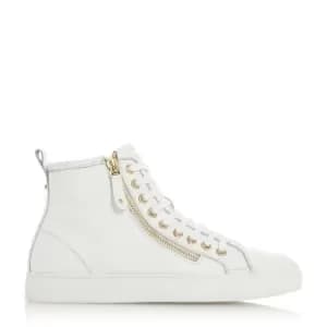 Dune White Leather 'Elfred' Lace Up Trainers - 4