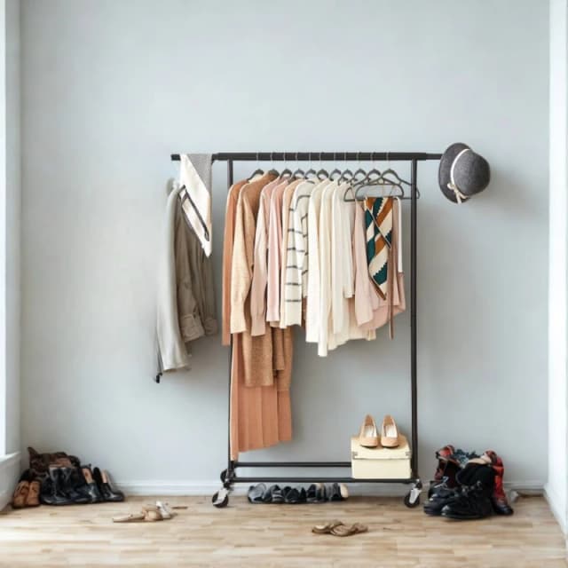 Pirlo Plush Heavy Duty Extendable Metal Clothes Rail With Wheels Black Unisex