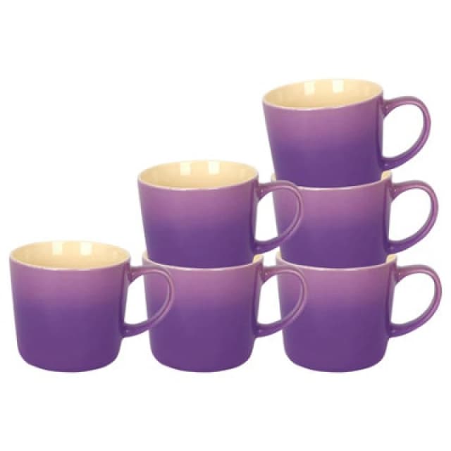 Argon Tableware New Bone China Ombre Mugs - 330Ml - Purple - Pack Of 6