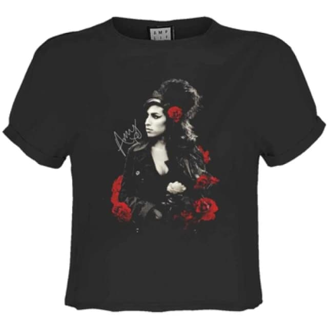 Amplified Mens Poses With Roses Amy Winehouse T-Shirt in Charcoal Size: XS Charcoal Male XS