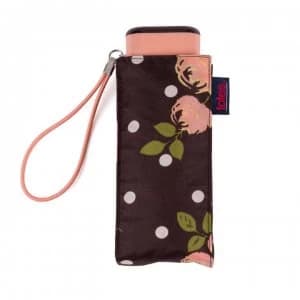 Totes Compact Flat Rose Umbrella - PolkaDot Rose
