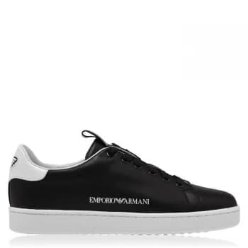 Emporio Armani Leather Cupsole Trainers Black Size 7 Women