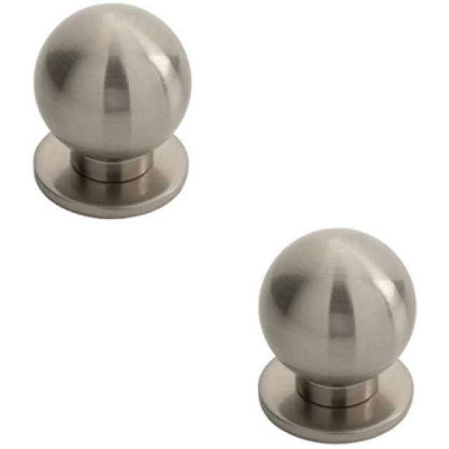 Loops 2x Small Solid Ball Cupboard Door Knob 30mm Dia Satin Nickel Cabinet Handle Metallics unisex