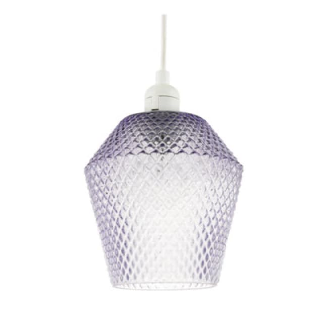 Happy Homewares Modern And Compact Diamond Design Purple Lilac Glass Pendant Shade