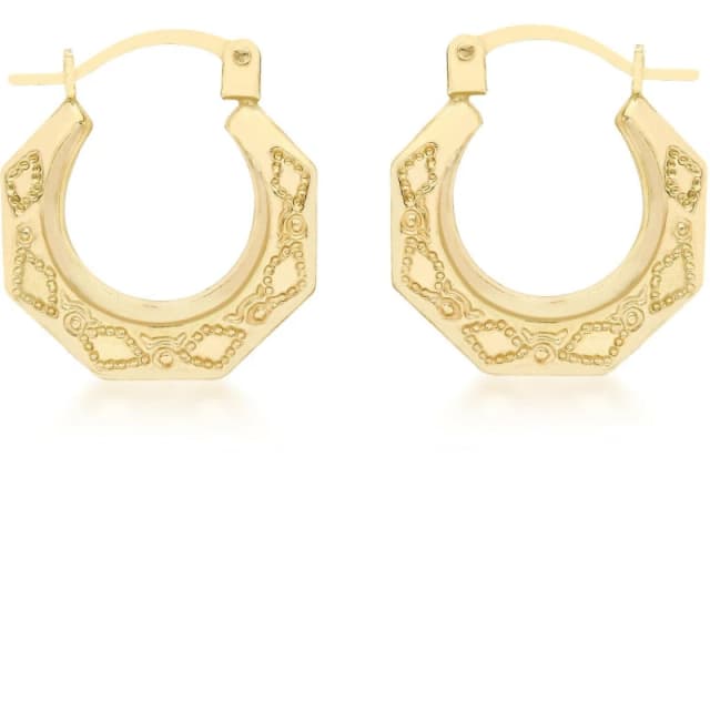 Be You 9ct Gold Mini Patterned Hoops Gold female One Size