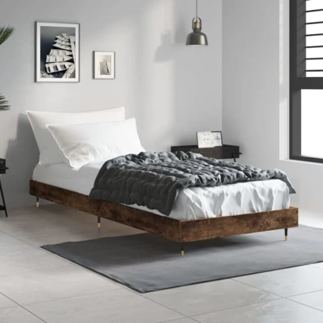 VIDAXL Bed Frame without Mattress Smoked Oak 75x190cm Small Single Engineered Wood Vidaxl 8720845796952