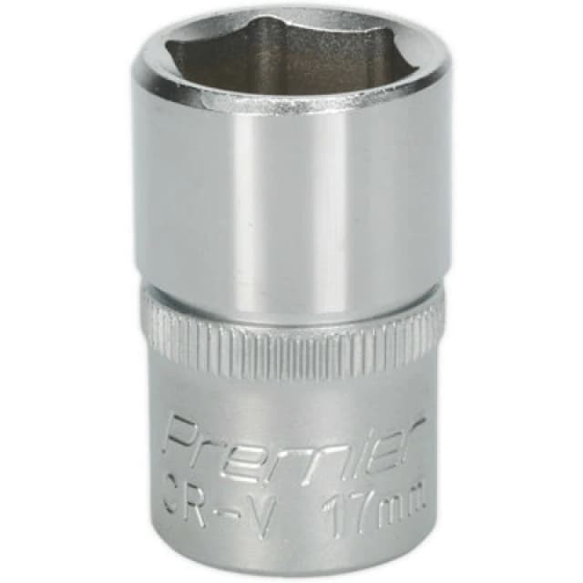 Loops 17mm Steel Drive Socket - 1/2" Square Drive - Chrome Vanadium Wrench Socket Metallics