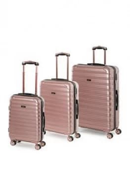 Rock Luggage Chicago 8 Wheel 3 Piece Set Rose Pink Suitcase