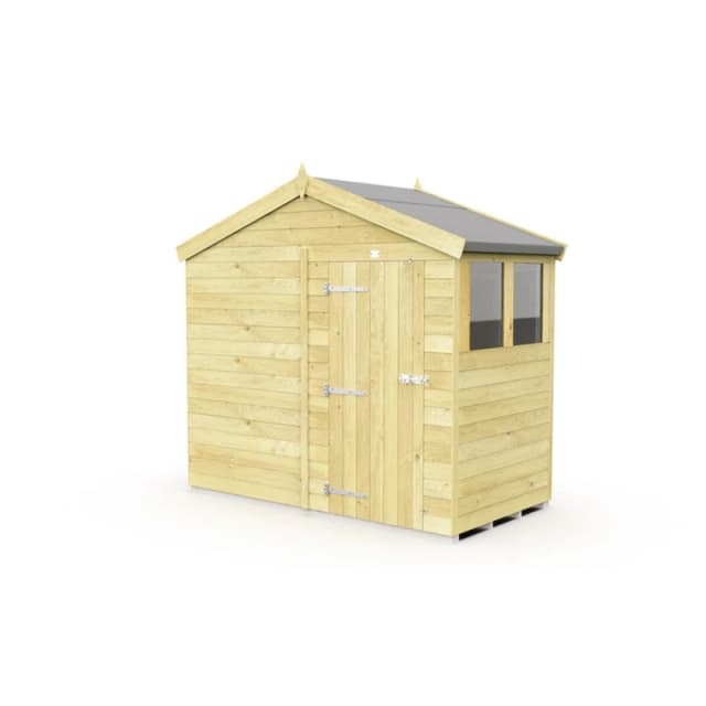 Buttercup Farm 8 x 4 Feet Apex Shed - Single Door W/ Windows - L127 x W231 x H217cm in Brown Brown Unisex