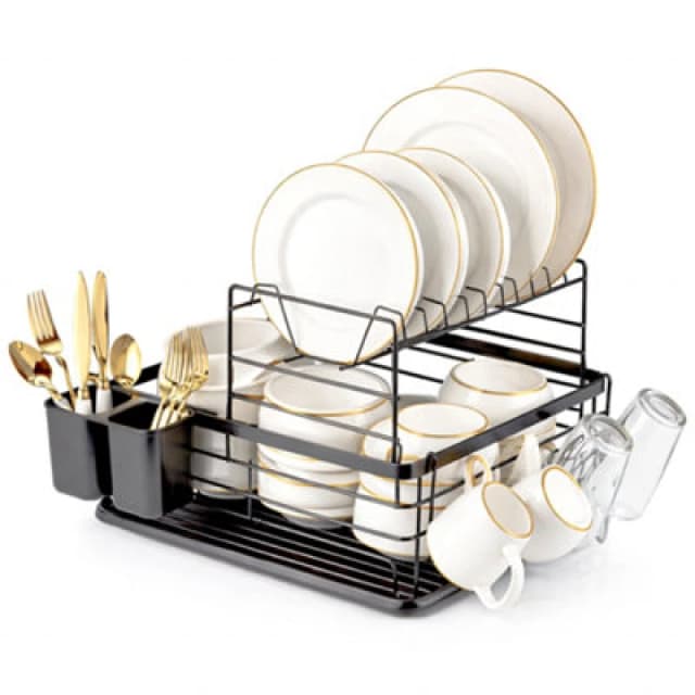 Innoteck Essentials 2-Tier Dish Drainer - Black
