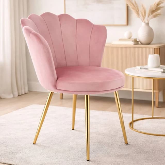 RayGar Genesis Freya Accent Chair With Petal Back In Velvet - Pink RG1474
