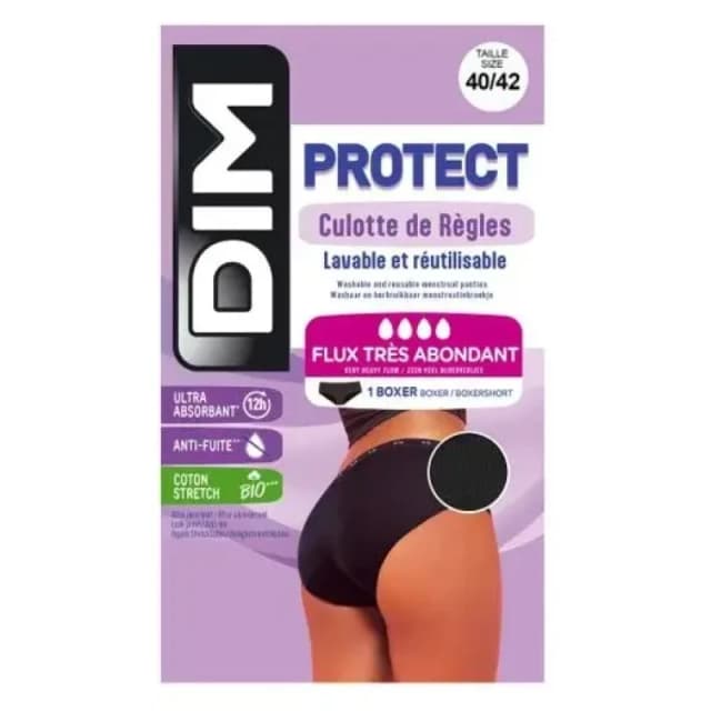 Dim Boxer period pants for heavy flow women DIM Protect Noir Female 36/38