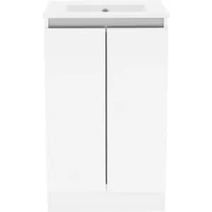 Atlanta Double Door Floor Standing Basin Unit With Basin Gloss 500mm in White MFC