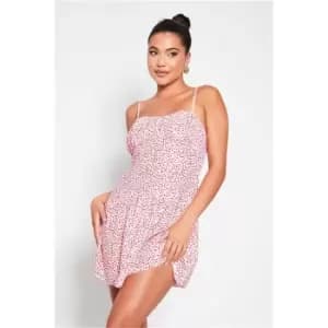 I Saw It First Pink Woven Polka Dot Ruched Bust Shift Dress - Pink
