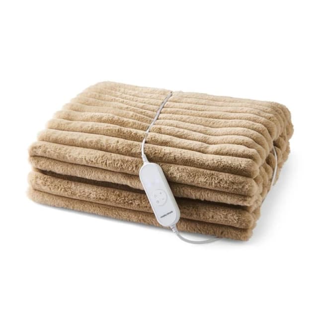 Morphy Richards EverCosy Large Luxury Striped Fleece Electric Heated Throw in Beige Size: Double Beige Unisex Double